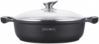 Kochtopf Topf Pfanne Glasdeckel Aluguss Ø26 Royalty Line RL-BR26ML Schwarz