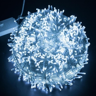 ABC Weiße Lichterkette für Halloween-Dekorationen, 200 LEDs, 20 m Länge, für den Innen- und Außenbereich geeignet, 8 blinkende Märchenlichtmodi, geeignet für Terrasse, Balkon, Hochzeitsfeiern, Weihnachtsbaumschmuck.