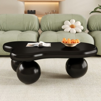 Ulife Couchtisch Wohnzimmertisch, Beistelltisch, mit LED-Beleuchtung, 16 Farben wählbar, Wolkenform+Rundbein-Design, 95x62,5x32cm