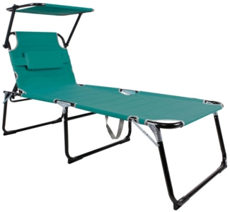 Mojawo Doppelliege XXL Aluminium Gartenliege Sonnenliege Aqua Dach und Kissen L200xB70cm