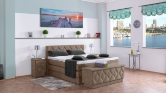 Meisterbetten Boxspringbett Yara 120x220 in DS-Sand, Matratzenbezug Nano, Ergoflex-Topper