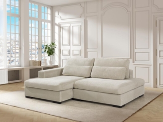 Vente-unique - Ecksofa mit Schlaffunktion - Ecke links - Cord - Beige - SELIORA