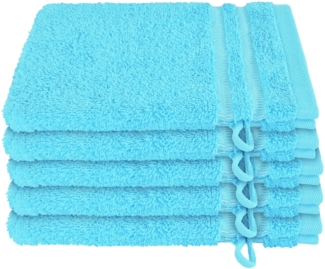 Schiesser Waschhandschuh-Set Milano aus reiner Baumwolle, 5-teilig, nachhaltig und fair Türkis
