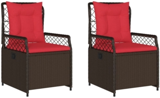 vidaXL Liegende Gartenstühle 2 Stk. Braun Poly Rattan 368667