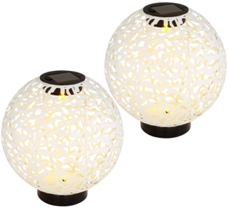 2x LED Solarleuchte, Kugel Geflecht, Betonoptik, 20 cm