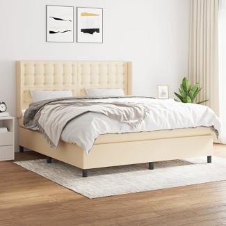 Boxspringbett mit Matratze Stoff Creme 180 x 200 cm, Härtegrad: H2 [3131774]