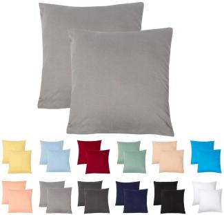 Livessa 2er Set Kissenbezug 40x40 aus%100 Baumwolle Jersey Stoff - Verdeckter Reißverschluss, Kopfkissenbezug 40x40 cm, Kissenhülle, Ultra weich und atmungsaktiv, Oeko-Tex Zertifiziert