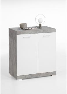 Kommode Beistellkommode Sideboard 50cm Tiefe BRISTOL 1 XL Beton grau Nb. Edelglanz weiß