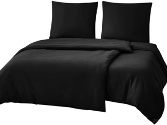 Bettwäsche 135x200 Schwarz 4tlg. Mikrofaser Kissenbezüge 80x80 Weich & Bügelfrei