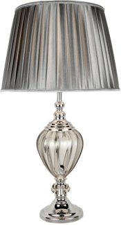 Chrom Tischleuchte, Seidenstoff, Höhe 68 cm