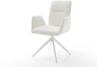 Drehstuhl Vinja-Flex Bouclé Soft Beige Kreuzgestell breit Weiß 360° drehbar Wippfunktion