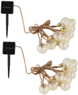 LED Solar Lichterkette, 20x Glühbirnen, Hanfseil, L 570 cm