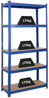 PROREGAL Schwerlastregal Ragnar für Gesamtlast 875kg Maße: 180 x 90 x 40 Blau, Kellerregal, Steckregal, Garagenregal, Lagerregal