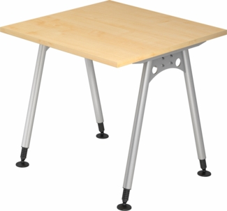 bümö manuell höhenverstellbarer Schreibtisch 80x80 cm in Ahorn - PC Tisch höhenverstellbar & klein, höhenverstellbarer Tisch Büro, kleiner Computertisch verstellbar, A-Serie, AS-08-3