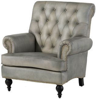 Sessel Echtleder 84 x 84 x 94 grau CHESTERFIELD #205