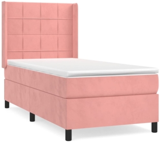 vidaXL Boxspringbett mit Matratze Rosa 90x190 cm Samt 3132656