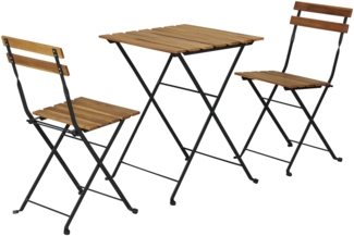 DELUKE® Bistroset 3-teilig RAVIO Holz - Klappbar, Wetterfest | Balkonmöbel Set 2 Personen klappbar Personen Bistrotisch mit 2 Stühlen Gartenmöbel Set Sitzgarnitur