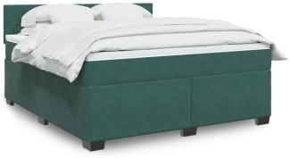 vidaXL Boxspringbett mit Matratze Dunkelgrün 180x200 cm Samt 3286381