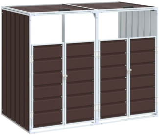 vidaXL Mülltonnenbox für 2 Tonnen Braun 144x81x113 cm Stahl 4006178