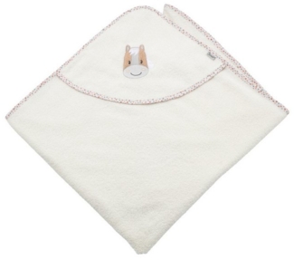 Sterntaler Kapuzenbadetuch 100x100 cm Pferd Sunny - Badetuch mit Applikation auf der Kapuze - Babybadetuch aus saugfähiger Baumwolle, Ecru