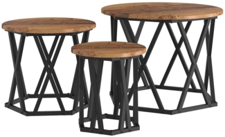 vidaXL Nesting Beistelltisch 3 pcs Altholz 53 x 53 x 40 cm 868259