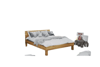 Bett Ringo 1 Sonderlänge 80x210 Wildeiche massiv m. Holzkopfteil und Holzbeinen