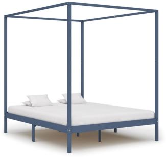 vidaXL Himmelbett-Gestell Grau Massivholz Kiefer 180 x 200 cm 283279