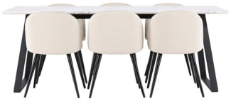 ebuy24 Essgruppe Malaga Essgruppe Esstisch 90x200 cm weiß und 6 Skag, (7-tlg)