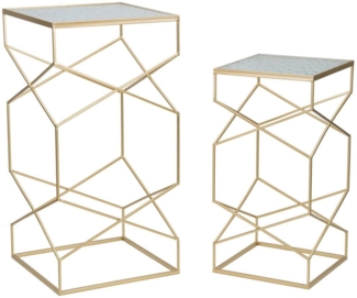 Dmora Wohnzimmertisch George, Niedriger Wohnzimmertisch, Kaffeeregal, Couchtisch für Sofa, Gold, 50x50 h100 cm