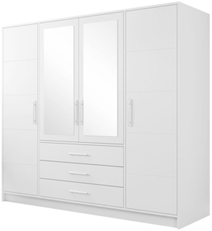 Mirjan24 'Bado 4D' Kleiderschrank, mit Schubladen und Spiegel, Laminatplatte weiß, 200 x 58 x 195 cm