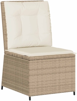 vidaXL Garten-Sofa mit Kissen Schwarz und Cremeweiß Poly-Rattan 3394480