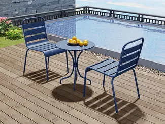 Vente-unique - MIRMANDE Gartenessgruppe Metall Blau - B 60 cm59 cm x H 70 cm79 cm x L 60 cm47,5 cm