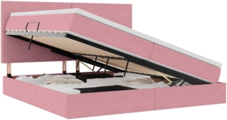 vidaXL Bett mit Stauraum und LED mit Matratze Rosa 200x200 cm Samt 3371996