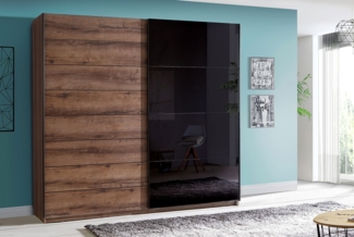 Schwebetürenschrank Schlafzimmerschrank schlammeiche schwarzglas 231cm