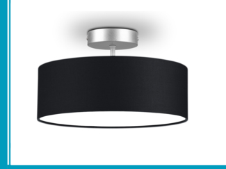 Runde zeitlose Deckenleuchte 'CALMA' mit Stoffschirm, Stoff Schwarz, Ø 30cm