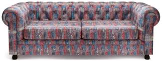 Casa Padrino Luxus Chesterfield Samt Sofa Mehrfarbig / Schwarz 220 x 96 x H. 78 cm - Wohnzimmer Sofa - Hotel Sofa - Wohnzimmer Möbel - Chesterfield Möbel - Luxus Möbel - Luxus Einrichtung