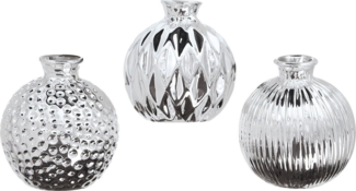 3er Set Vase silber Blumenvase Blumenständer Tischdeko Dekovase Blumen Pflanzen