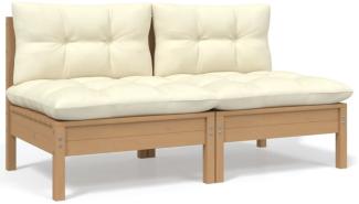 vidaXL Gartensofa 2-Sitzer mit Creme Kissen Massivholz Kiefer 806655