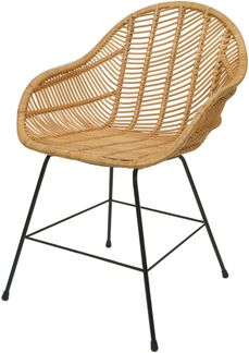 Esszimmerstuhl HWC-M28, Küchenstuhl Korbstuhl Rattansessel Rattanstuhl Stuhl, Kubu Rattan Metall