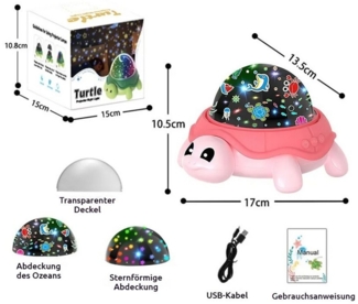 VIVIHEYDAY LED Nachtlicht Kinder Sternenhimmel Projektor, Schildkröten Design Mit 5 Farben, Schlafumgebung Kinderzimmer Party Wohnheim Weihnachten