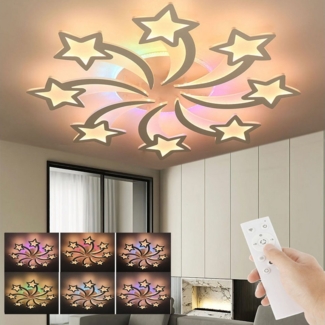 oyajia LED Deckenleuchte 54W Deckenleuchte mit RGB Farbwechsel Lamp, Dimmbar mit Fernbedienung, LED fest integriert, Kaltweiß/Naturweiß/Warmweiß+RGB Hintergrundbeleuchtung Farbwechsel, Modern Blumenform Deckenlampe für Schlafzimmer Kinderzimmer Wohnzimmer