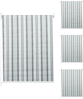 4er-Set Rollo HWC-D52, Fensterrollo Seitenzugrollo Jalousie, 100x160cm Sonnenschutz blickdicht ~ grau/weiß