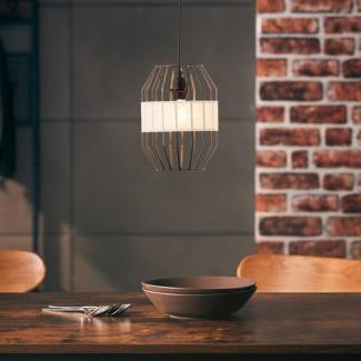 Lightbox dekorative Pendelleuchte im Nature Design, für LED Leuchtmittel geeignet, 1x max. 52W, Metall/Textil - Schwarz/Natur