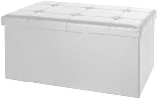 Casaria Sitztruhe mit Stauraum 80 x 40 x 40 cm Faltbar 100 L Gepolstert Deckel Kunstleder Wohnzimmer Schlafzimmer Sitzhocker Sitzbank Aufbewahrungsbox Weiß