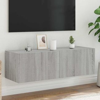 TV-Wandschrank, Fernsehschrank mit LED-Leuchten Grau Sonoma 100 x 35 x 31 cm