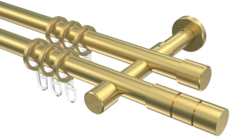 Gardinenstangen-Set Prestige Elanto 240 cm (geteilt in 2 x 120 cm), 2-läufig, 20 mm Ø Messing-Optik