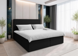 AX LIVING Baunei Boxspringbett 160x200 mit Bettkasten schwarzes Bett
