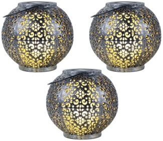 3x LED Solarleuchte, Kunststoff, Hängeleuchte, H 17 cm