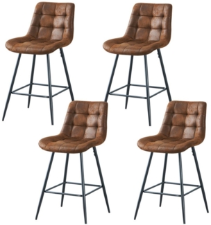 JYMTOM Barhocker mit Rückenlehne, geeignet für Bar und Küche (4 St), mit Fußstütze, Kunstleder-Bezug, mit Polsterung
