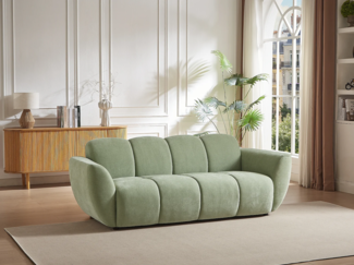 Vente-unique - Sofa 3-Sitzer - Stoff - Grün - Stepp-Optik - JULORI